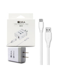 COMBO CARGADOR TIPO C + CABLE USB LONG 1M 18W MOD. GAR092B