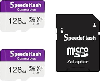 Micro SDXC Memory Card 128GB 2 Pack, Speederlash Camera Plus TF Card with Adapter, 90MB/s Read Speed, 4K UHD&5K Video Support, U1 V30 A1 Rated, Waterproof, for Gaming Devices, Drones, Smartphones