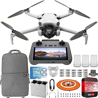 DJI Mini 4 Pro Folding Drone with RC 2 Remote (With Screen) Fly More Combo Plus, 4K HDR Video Camera for Adults, Under 249g,Omnidirectional Sensing, 3 Plus Batteries Bundle with Deco Gear Accessories