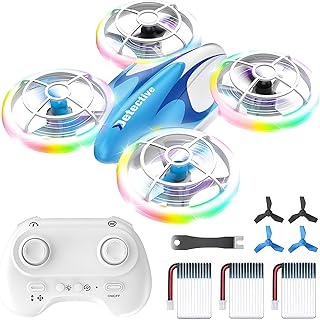 Mini Drone for Kids, Christmas Birthday Gifts for Boys Girls Beginners, Quadcopter Toy with LED Light, Propeller Full Protect, 360 Flips, 3 Batteries, Headless Mode, Remote Control