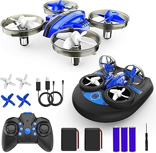 Mini Drone for Adults, Drones & Cars 2 in 1 Toy with One Key Take Off-Landing, Altitude Hold, Headless Mode, 360° flip, Car Mode, 2 Batteries,