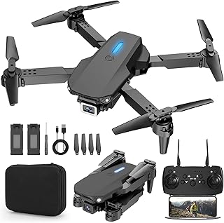 Drone with 1080P Camera for Kids, Foldable Mini Drone for Kids Boys Beginners, 2 Batteries, Toys Drone, Gestures Selfie, One Key Start, 360° Flips, Toy Gifts for Boys Black E88