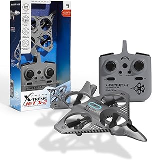Sharper Image® X-Treme Jet X-2 High-Performance Remote Control Drone, 2.4 GHz Long Range Wireless Control, Advance Auto-Pilot with 360 Barrel Roll, 7-piece, Grey, Age 8+