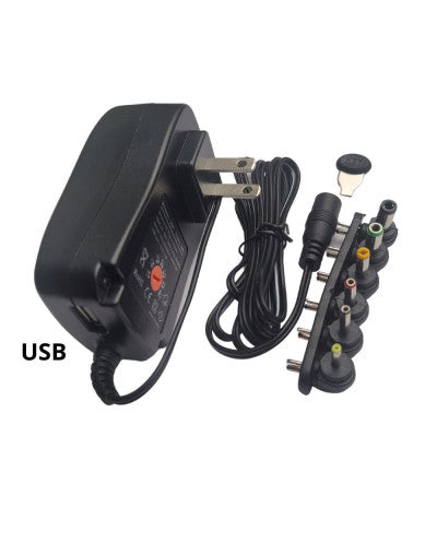 CARGADOR UNIVERSAL 30W 6 PLUG 3-12V + USB 2.0