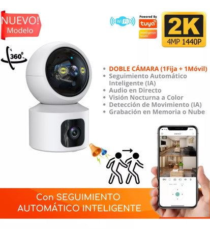 Cámara de Seguridad Tuya con Doble Lente 4 MP Smart WiFi