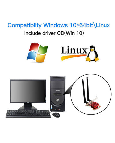 TARJETA PCI EXPRESS AX200 LAN WIRELESS 3000 MBPS 2 ANTENAS