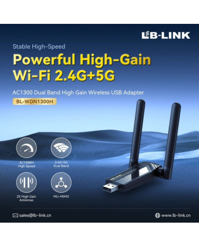 USB WIRELESS WDN1300H  2,4G 5G ALTA GANANCIA