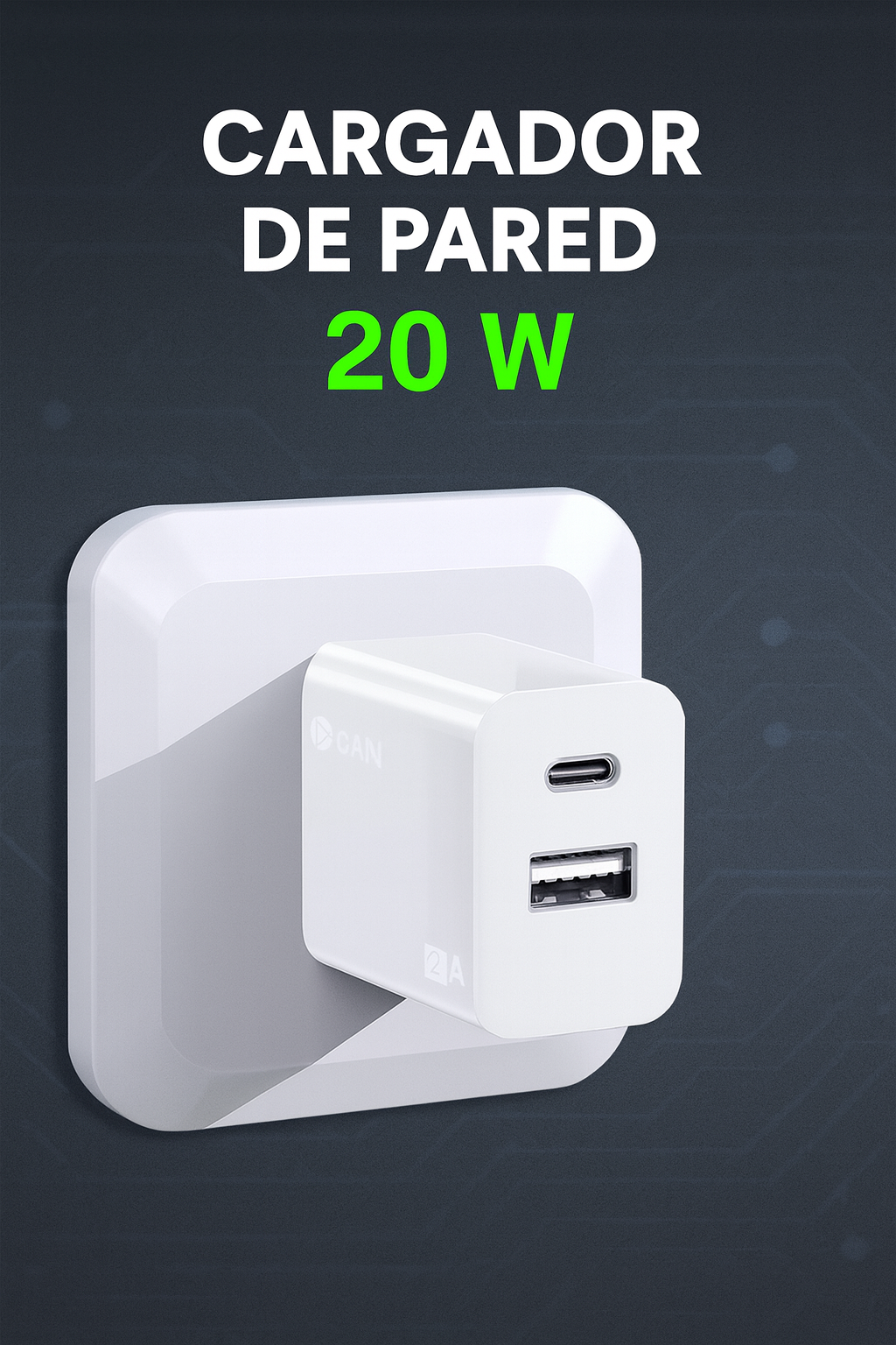 -CUBO CARGA RAPIDA USB TIPO A+C PD 20W BLANCO MOD. GAR161B