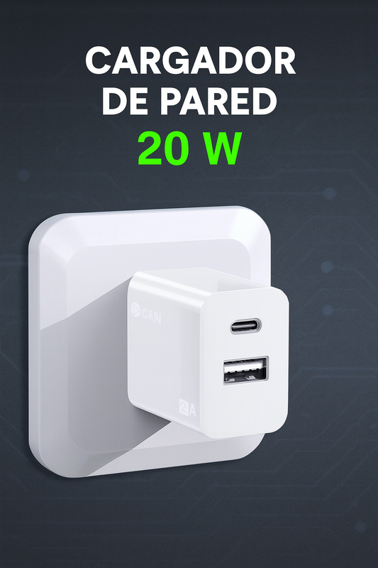 -CUBO CARGA RAPIDA USB TIPO A+C PD 20W BLANCO MOD. GAR161B