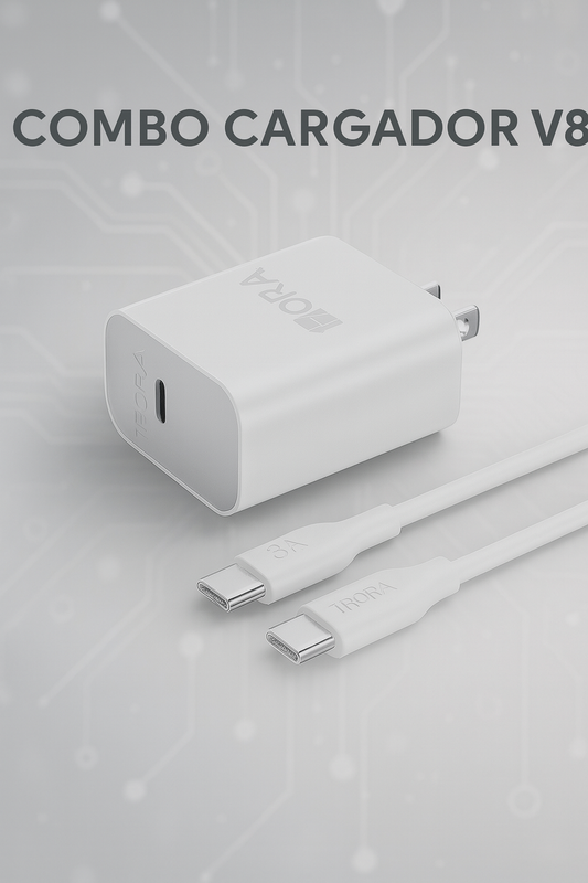 1H-COMBO CARGADOR TIPO C PD 20W 3A CABLE LONG 1M BLANCO MOD. GAR147