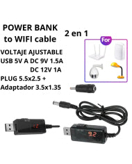 CABLE DE PODER USB 5V A 9V 12V DOS PLUGS