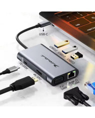HUB USB TIPO C MOD. 2111U3 7 PUERTOS (USB3.0*3+PD100W+VGA+RJ45-1000+HDMI)