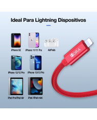 CABLE USB PARA IPHONE 2.4A LONG 1M ROJO TRENSADO CAB250N