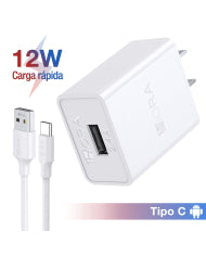 COMBO CARGADOR TIPO C 2.4A CABLE DE LONG 1M MOD. GAR142