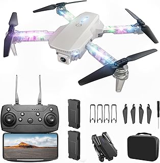 BEZGAR Drone with Camera for KIds - 1080P HD FPV RC Quadcopter with 90° Adjustable Lens, Coloeful LED Lights, Gestures Selfie, One Key Start, 360° Flips, Toys Gift Mini RC Drone for Boys Adults, White