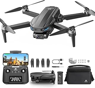 DEERC D65 2 Axis Mechanical Gimbal EIS GPS Drones with Camera for Adults 4K, 249g Foldable FPV Quadcopter Lightweight Drone with 30FPS Video, Brushless Motor, Follow Me, Auto Return, Wind Resistance