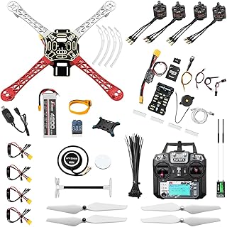 F450 Drone Kit to build, DIY Quadcopter Set, Frame + Pixhawk + GPS + Power Module + ESC + Brushless Motor + Prop + Battery + RC Transmitter & Receiver + Accessory + Guild Book & Video (A)