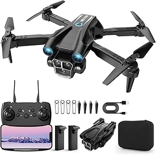Drone with Camera 1080P HD, Mini Drone for Beginners Kids Adults, RC Quadcopter with 2 Batteries, Carrying Case, Stable Hover, Trajectory Flight, Gravity Control, One Key Take Off/Land, Black