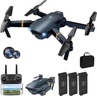 Drones with Camera for Adults, Foldable RC Quadcopter, Helicopter Toys, 1080P FPV Video Drone for Beginners, 2 Batteries, Carrying Case, One Key Start, Altitude Hold,Headless Mode,3D Flips