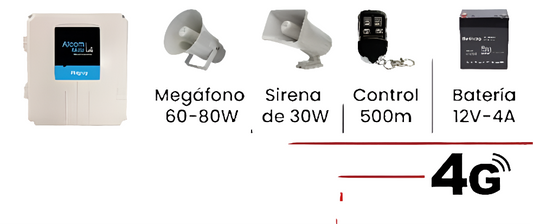 KIT ALCOM MAX LTE Megáfono Sirena Control Batería