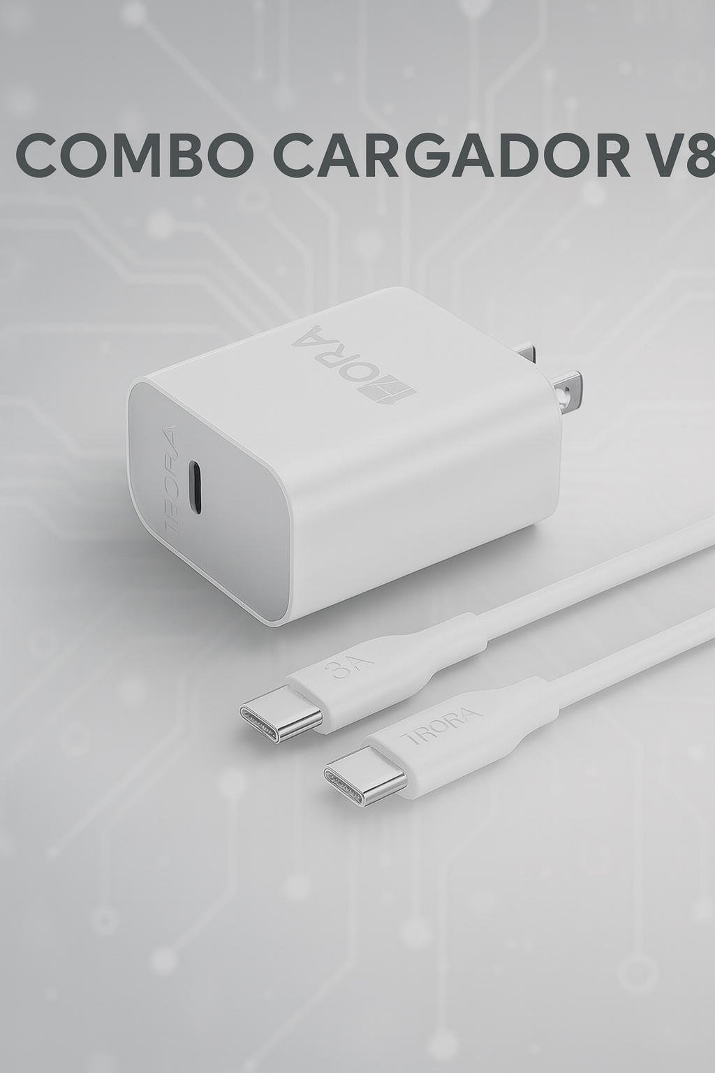 1H-COMBO CARGADOR TIPO C PD 20W 3A CABLE LONG 1M BLANCO MOD. GAR147