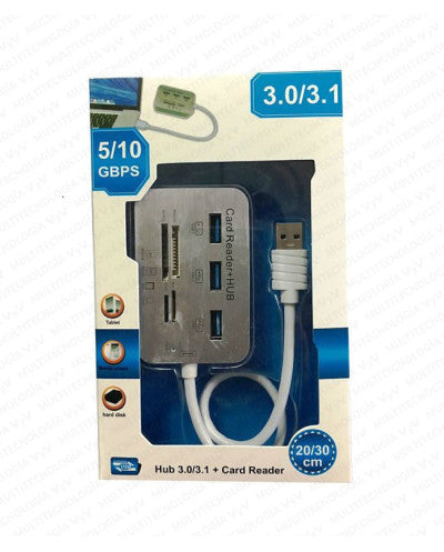HUB USB 3.0 MOD. CR02 3 PTOS USB 3.0 MAS LECTOR TARJETAS