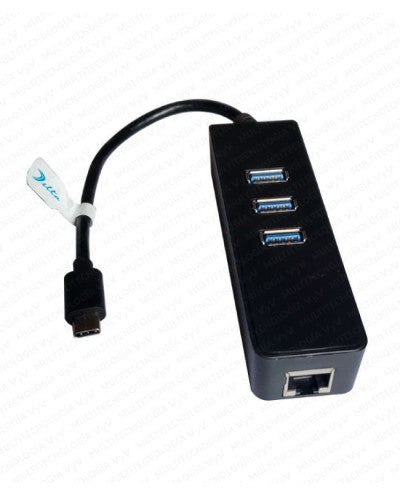 HUB USB TIPO C A 3 PTO USB 3.0 + 1 PTO RJ45-1000 TAMA¥O 17CM