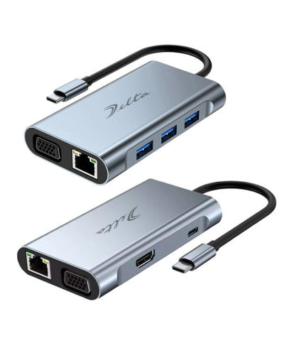 HUB USB TIPO C MOD. BYL-2111 7 PUERTOS (HDMI+VGA+RJ45+USB 3.0+USB 2.0*2+PD)